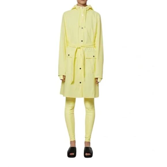 RAINS Jacket Curve Waterproof Rain Jacket in Straw Color (Yellow) Size Small - Picture 4 of 6